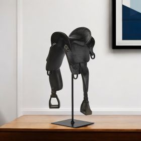 17" Black Metal And Resin English Horse Saddle Tabletop Sculpture 17" Black Metal And Resin English Horse Saddle Tabletop Sculpture
