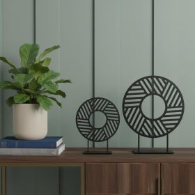 Black Metal Round Geometric Sculpture Black Metal Round Geometric Sculpture